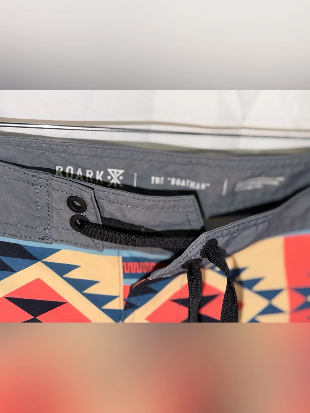 Roark Men’s Coral, Navy & Cream Aztec Swim Board Shorts